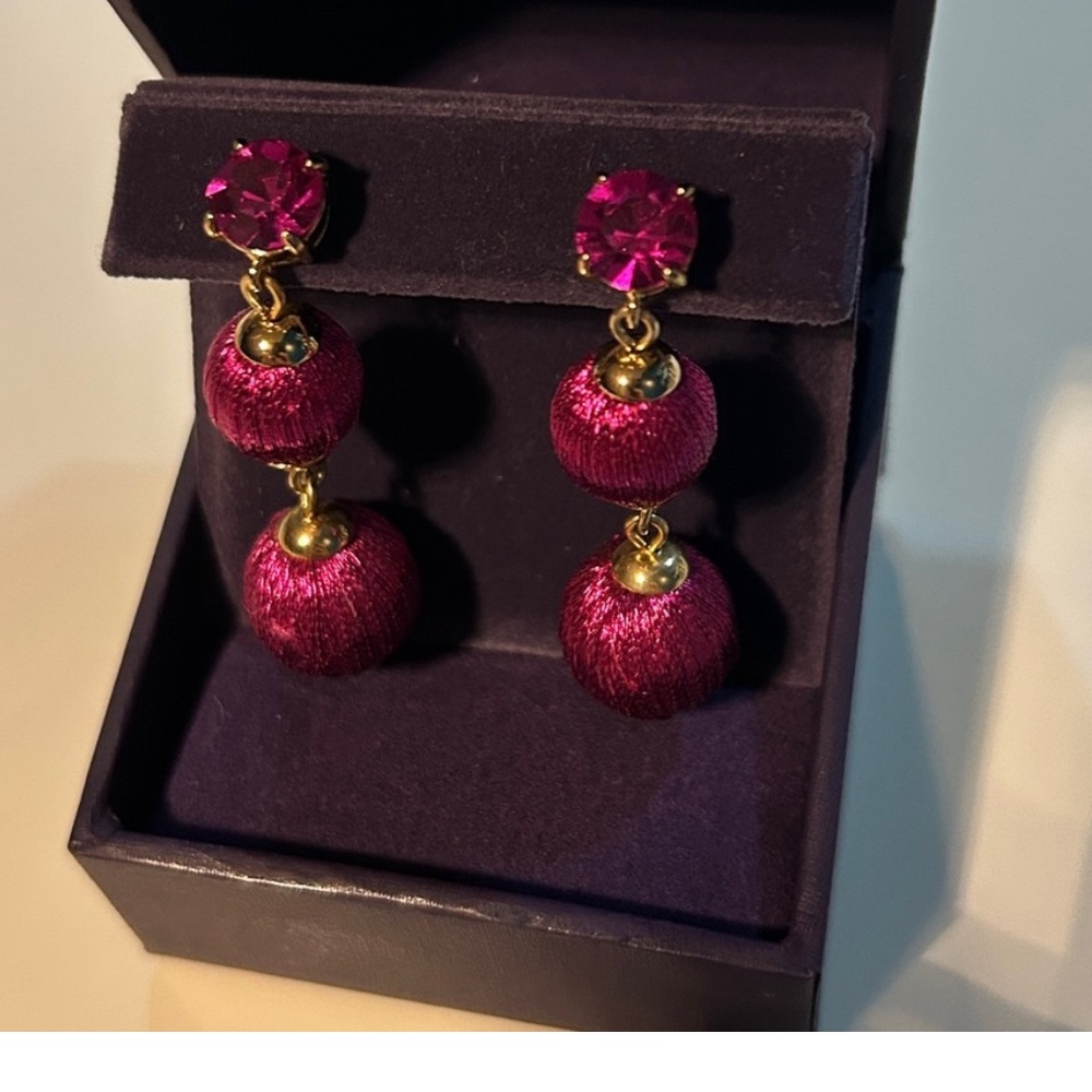 Kate Spade Fuchsia and Gold Double Drop Earrings